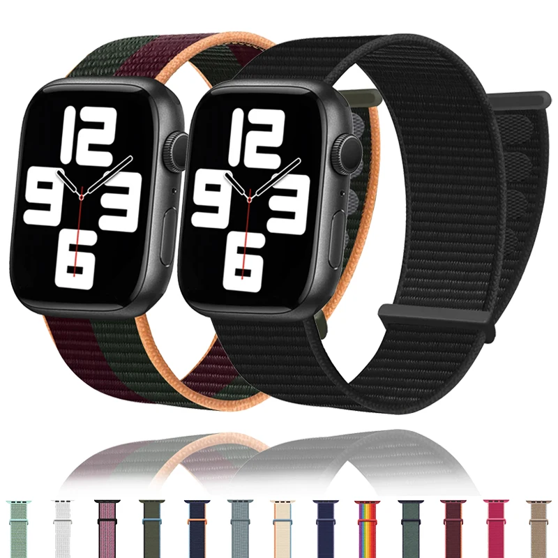 

Nylon Band for Apple Watch Series 678 3 4 5 SE Strap 49mm 45mm 41mm 44mm 40mm 42mm 38mm Adjustable Elastic Bracelet iWatch Ultra