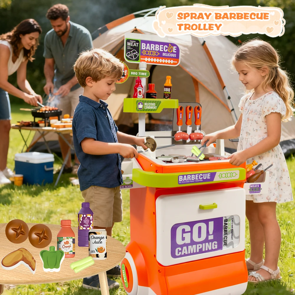 

Набор кухонных игрушек из 51 шт., гриль-барбекю, набор игрушек для приготовления пищи, маленькая игра шеф-повара, детский игровой набор-гриль, интерактивный гриль-барбекю для детей