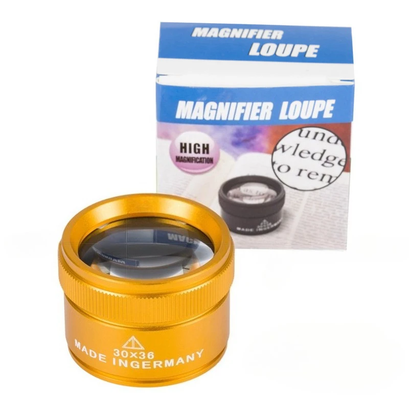 30X 36mm Magnifying Glass K9 Optical Lens Monocle For Watch Jewelry Coin Stamps Precision Work Inspection Loupe Tool