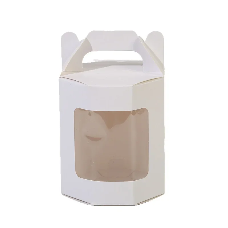 20pcs White Kraft Paper Gift Box Tote with Window Packaging for Cake Candy Cookies Storage Baking Birthday Party Favor view 6
