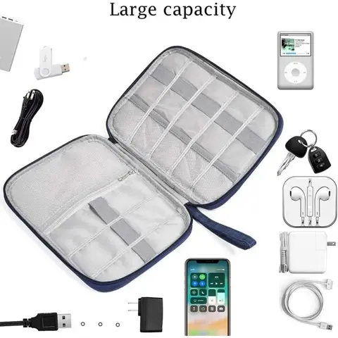 USB Charger Data Cable Storage Bags System Kit Case Cable Phone Earphone Wire Pen Power Bank Electronics Storage Bag Accessories