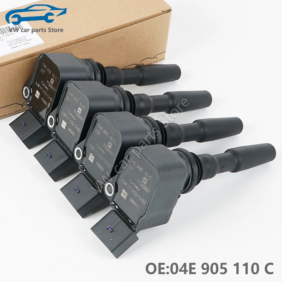 04E905110C 4 PCS Ignition coil For EA211 Audi A1 A3 VW POLO GOLF MK7 Skoda Yeti Fabia New Tiguan Passat 1.2T 1.4T 04E 905 110 C