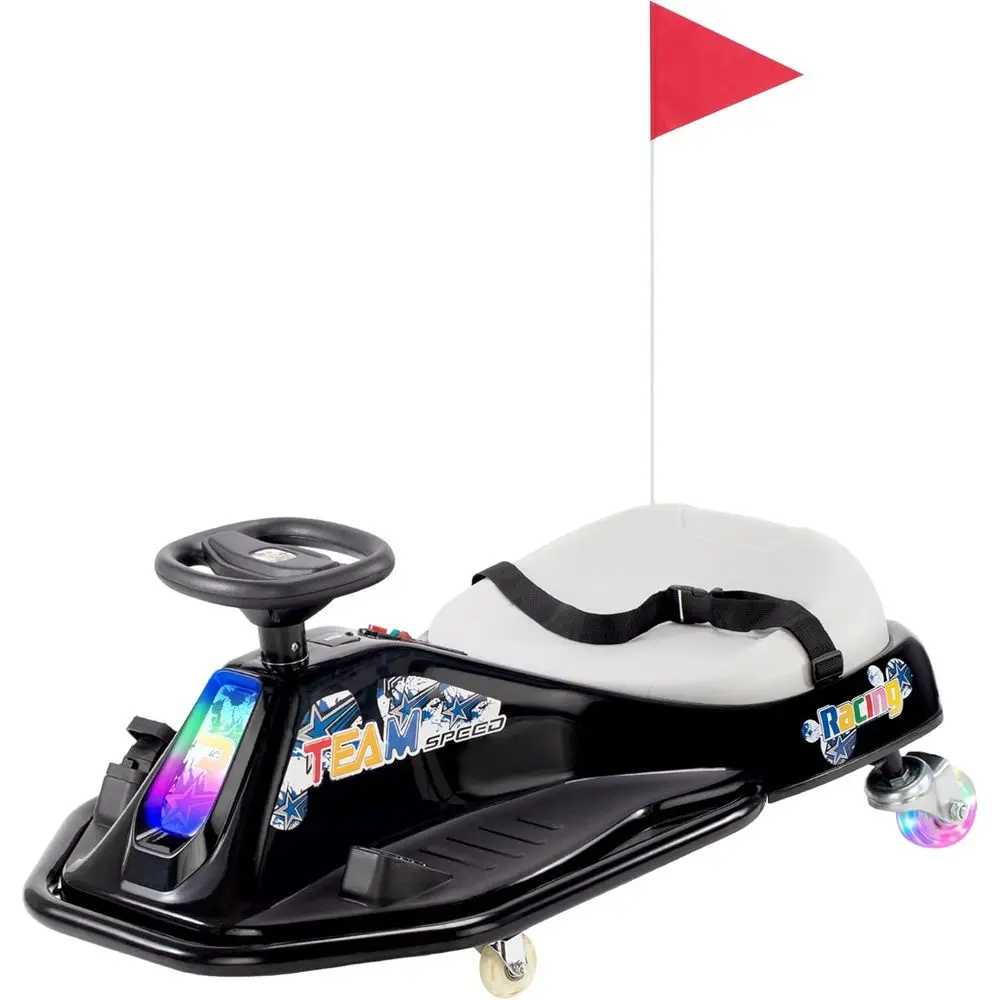 

24V Kids Electric Go-Kart, 360° Spin, Safety & Easy Drive System, Glowing Wheels, Ages 3+, Black