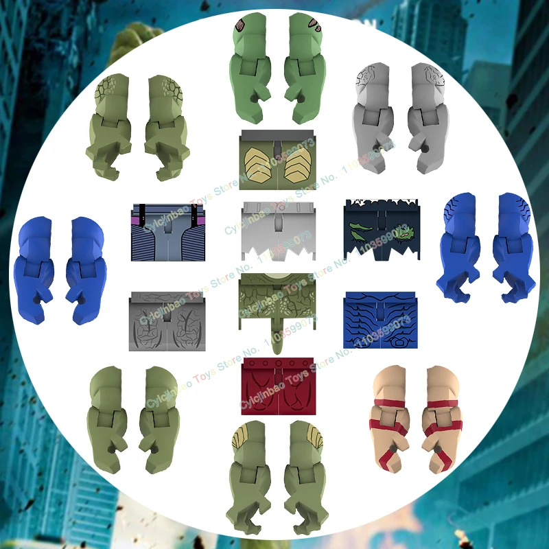 Figurines d'action de grande taille AF359, série de dessins animés bleu gris, personnages rouge vert, MOC, films, blocs de construction, accessoires, jouets, cadeaux AF357