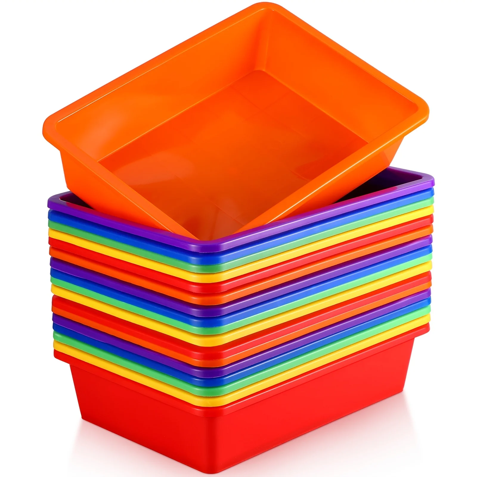 

18 Pack Paper Organizer Bins Classroom Storage Tray Letter Size Flat Storage Tray Plastic Art Trays Classroom Pencil Organizer