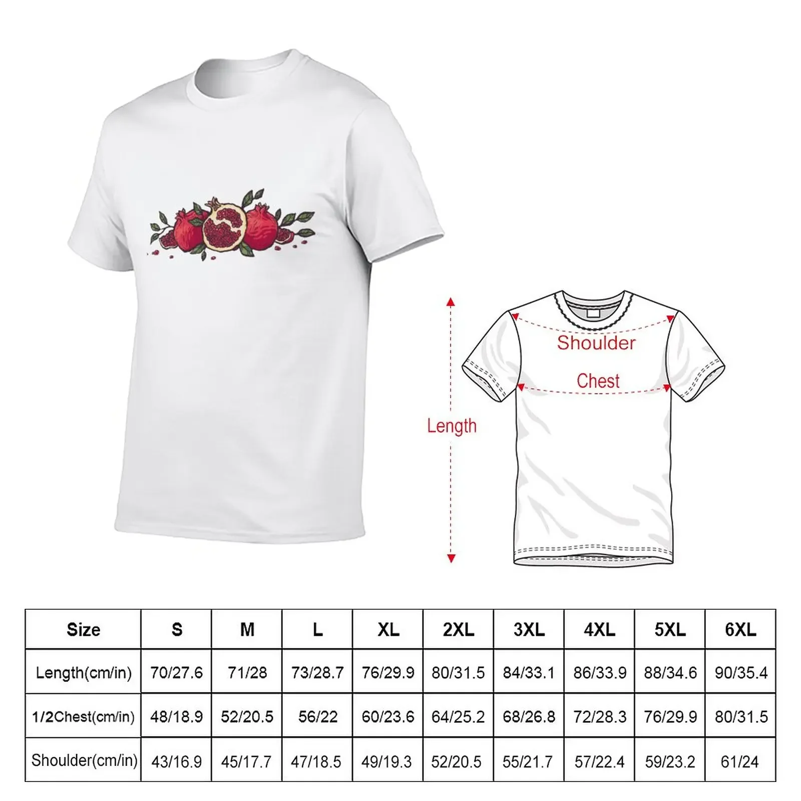 New Red pomegranates on white T-Shirt anime t shirts tops vintage anime shirt graphic tee shirt plus size men clothing