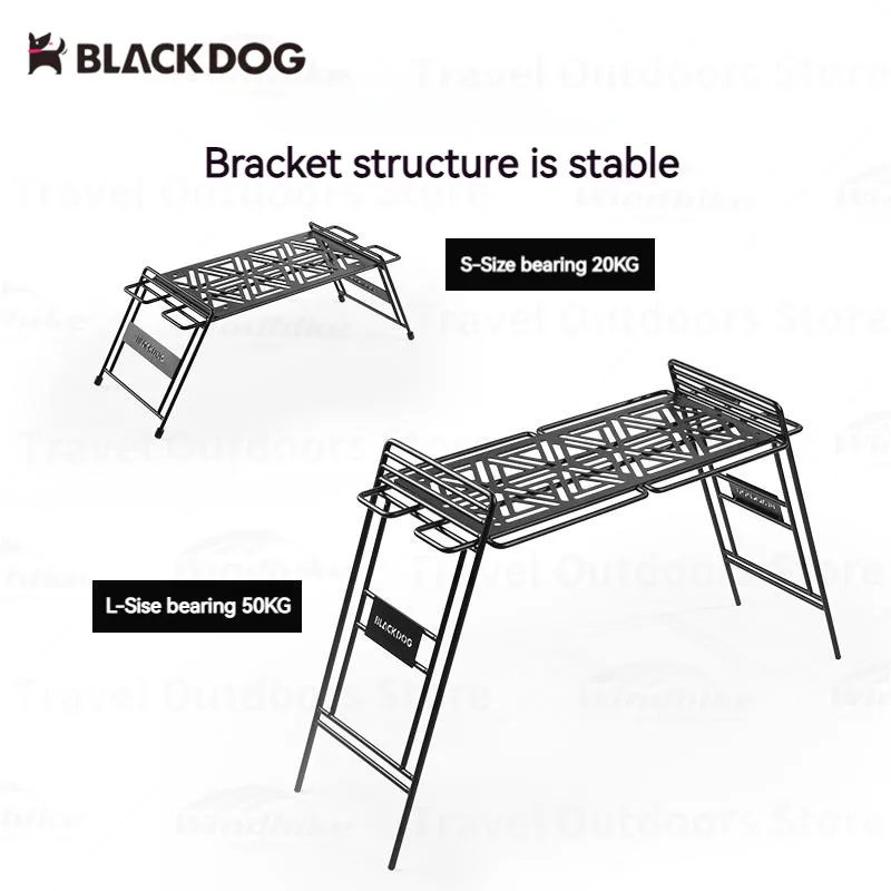 

Naturehike-BLACKDOG Outdoor Picnic Rack Trapezoidal Barbecue Accessory Hanging Storage Table Desktop Racks S/L Metal Shelf Iron