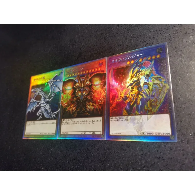 3PCS/SET Yu Gi Oh Exodia Black Luster Soldier Self Made Refraction Flash Card Anime Classics Game Collection Cards Toy Gift