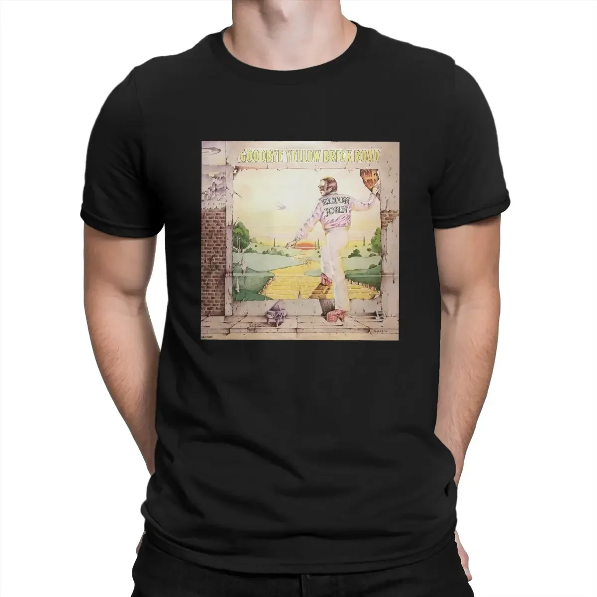 Men Goodbye Yellow Brick Road Music T Shirts E-Elton John Singer Pure Cotton Clothing Vintage Short Sleeve Crew Neck Tees Gift