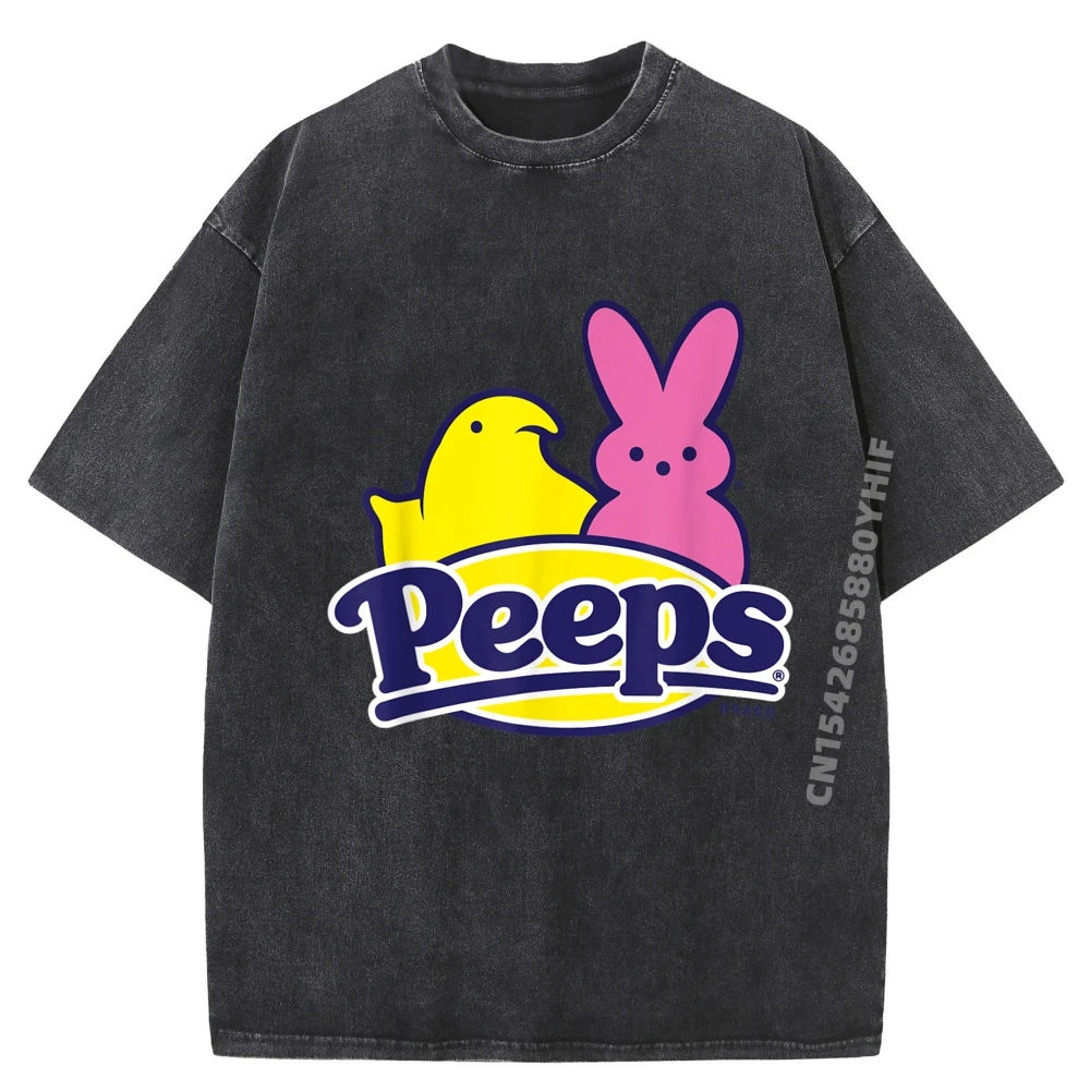

Футболки с забавным принтом, рубашки с рисунком Peeps Chicks And Bunnies, хлопковая удобная стираная футболка для мужчин в винтажном стиле