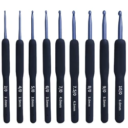 9pcs Red Black Crochet Hooks Needle Silicone Handle Aluminum Crochet Needle Set Needles Sweater Weave DIY Sewing Knitting Tool
