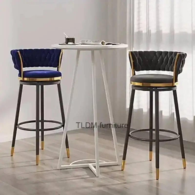 

Reception High Luxury Iron Bar Library Chair Backrest Modern Living Room Bar Stools Designer Height Banqueta Trendy Furniture