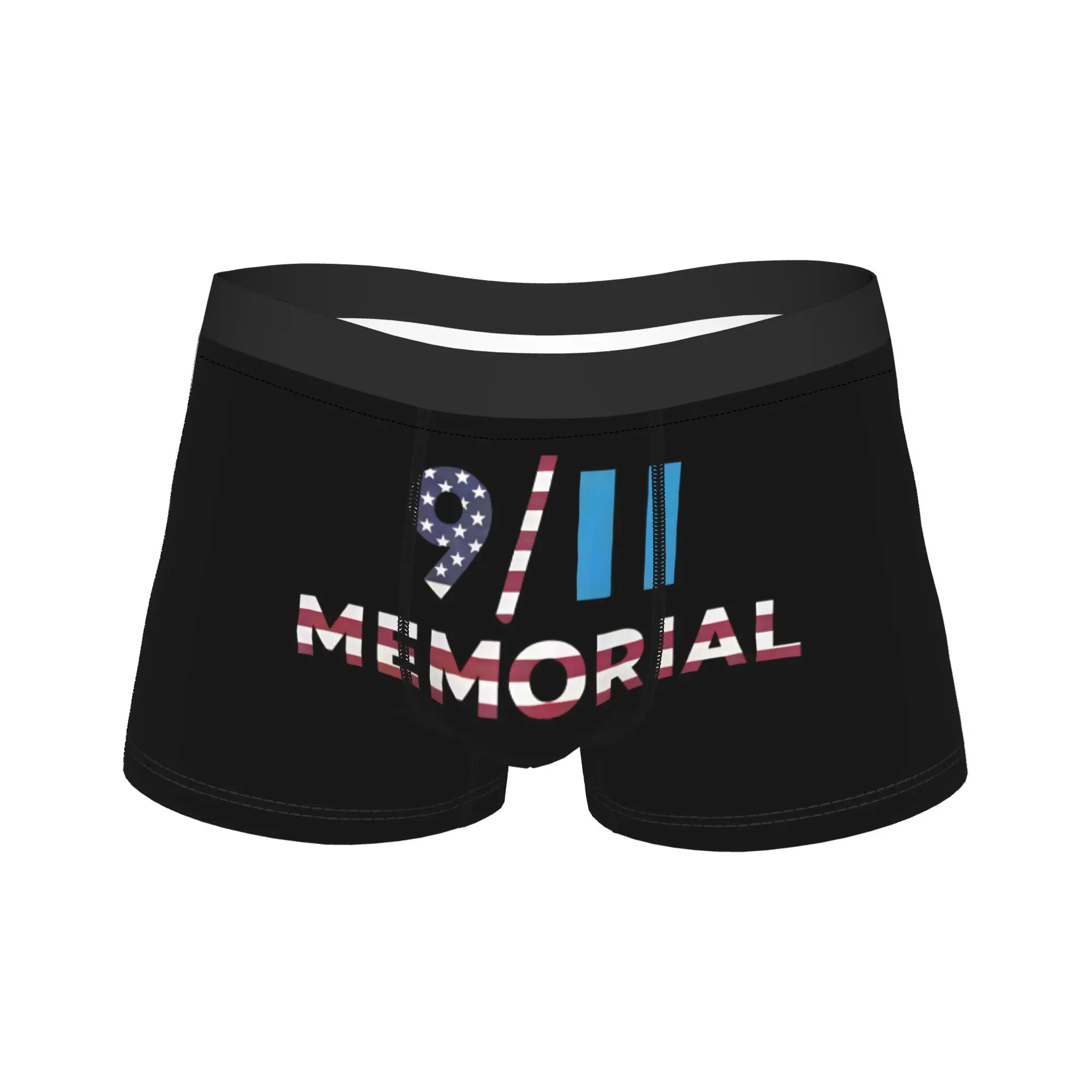 Flag Striped 911 September 11 Memorial Text Underwear  Men Boxer Brief Comfortable Trunk Trenky Printed Plus Size Panties