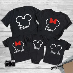 Disney Family Matching t-Shirt Mickey e Minnie Head Shirt Cotton Dad Mom Brother Sister Tees Baby pagliaccetti Family Trip Outfits