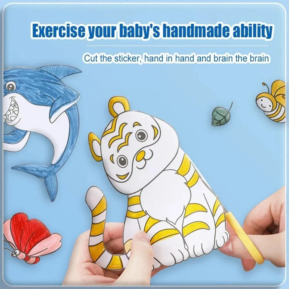 Animal Canvas Children's Drawing Roll DIY Coloring Paper Roll Color Filling Graffiti Paper-cut Painting Educational School