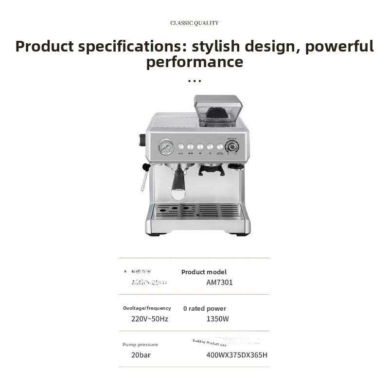 2-in-1 with grinder espresso machine to grind beans and brew coffee