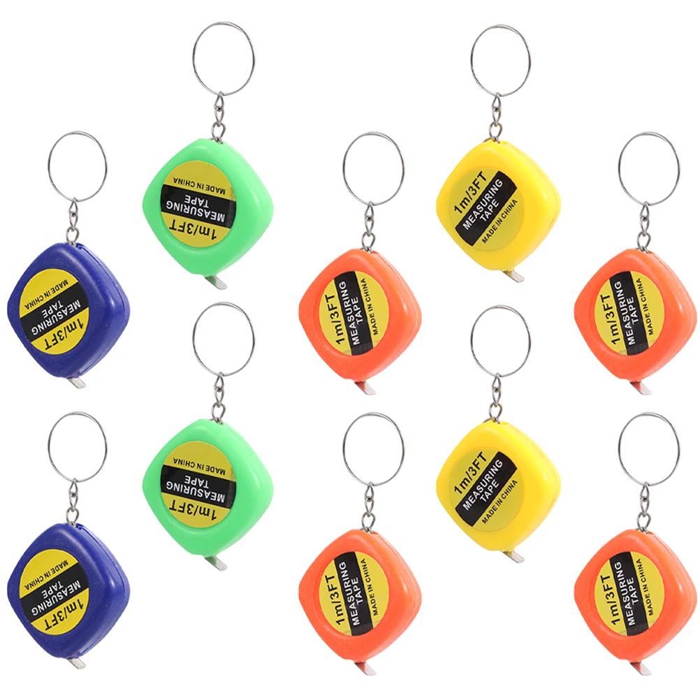 

10 Pcs Telescopic Tape Measure Keychain Tailor Measuring Multipurpose Mini Retractable Steel Tiny Miniature Tool Child