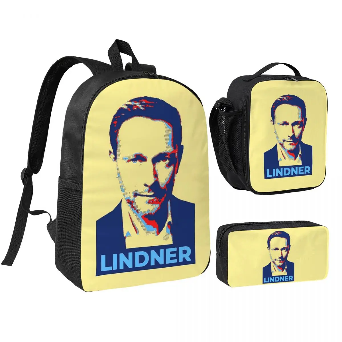 Legend Christian Lindner Minister Of Finance Backpack BookBag School Bag Shoulder Bags 3ps Insulated Lunch Bag Pencil Case