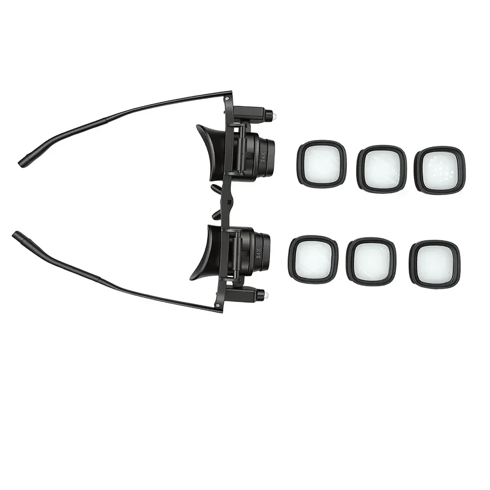LED-Kopfvergrößerungsglas mit verstellbarem Kopfband, Lupenlinse, Vergrößerungsbrille, 23X, 15X, 8X, 2X, für Uhren- und Schmuckreparaturen. – Detail 19