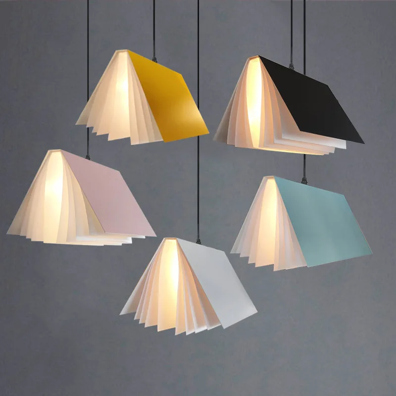 Nordic Book Pendant Light for Study Room Bedroom Library Desk Hanging Lamp Ceiling Decoration Lighting Modern Reading Decoration