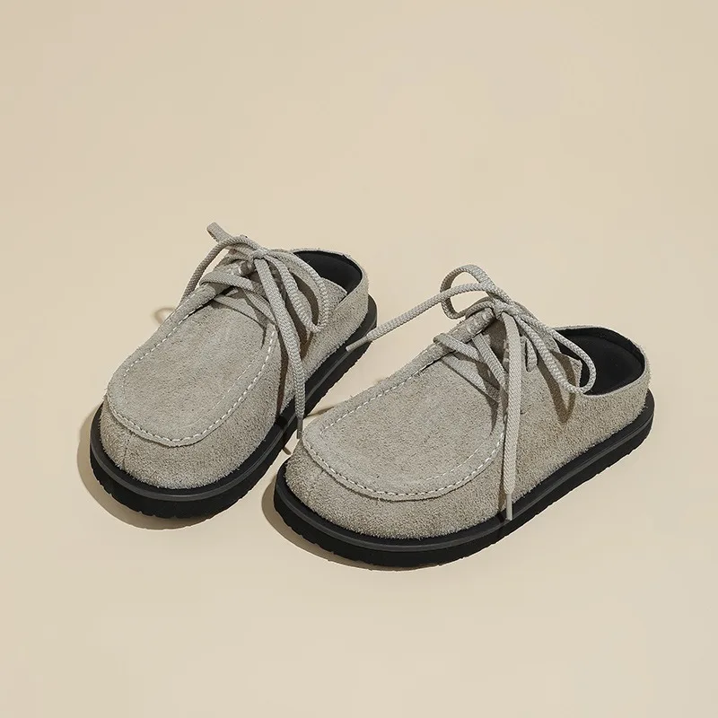 

Retro Women Shoes Exquisite True Fur Platform Mueller Slippers for Woman Fashion Baotou Casual Shoe Designer Shoes Zapatos Mujer