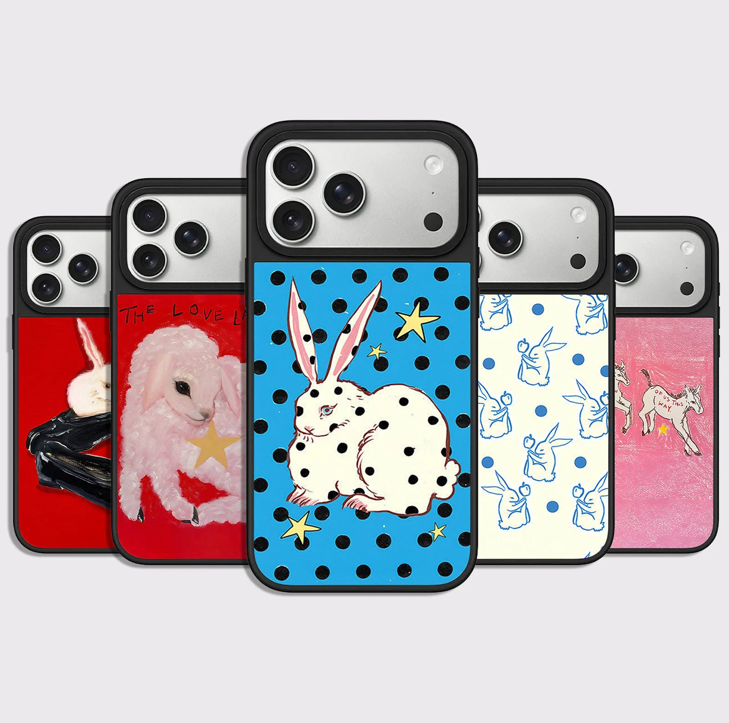 Dots White Rabbits Mirror Surface Magnetic Phone Case Cover for IPhone 13 14 15 16 17 18 Pro Max Case