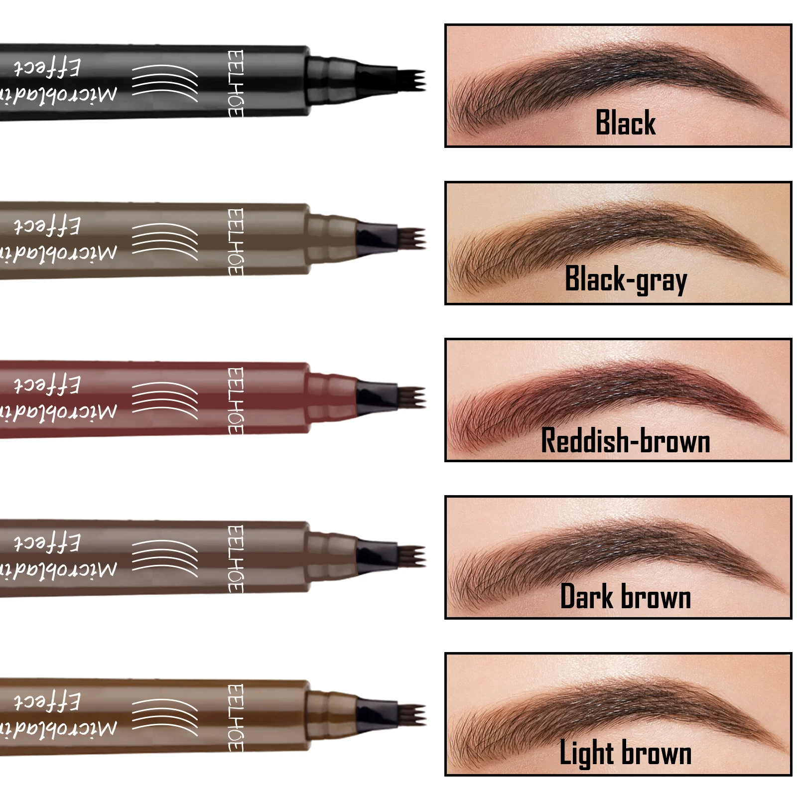 4 Point Eyebrow Pencil 4 Prong Tip Eyebrow Pen 4 Fork Eyebrow Pencil Waterproof Liquid Eyebrow Pencil Long Lasting Like Real