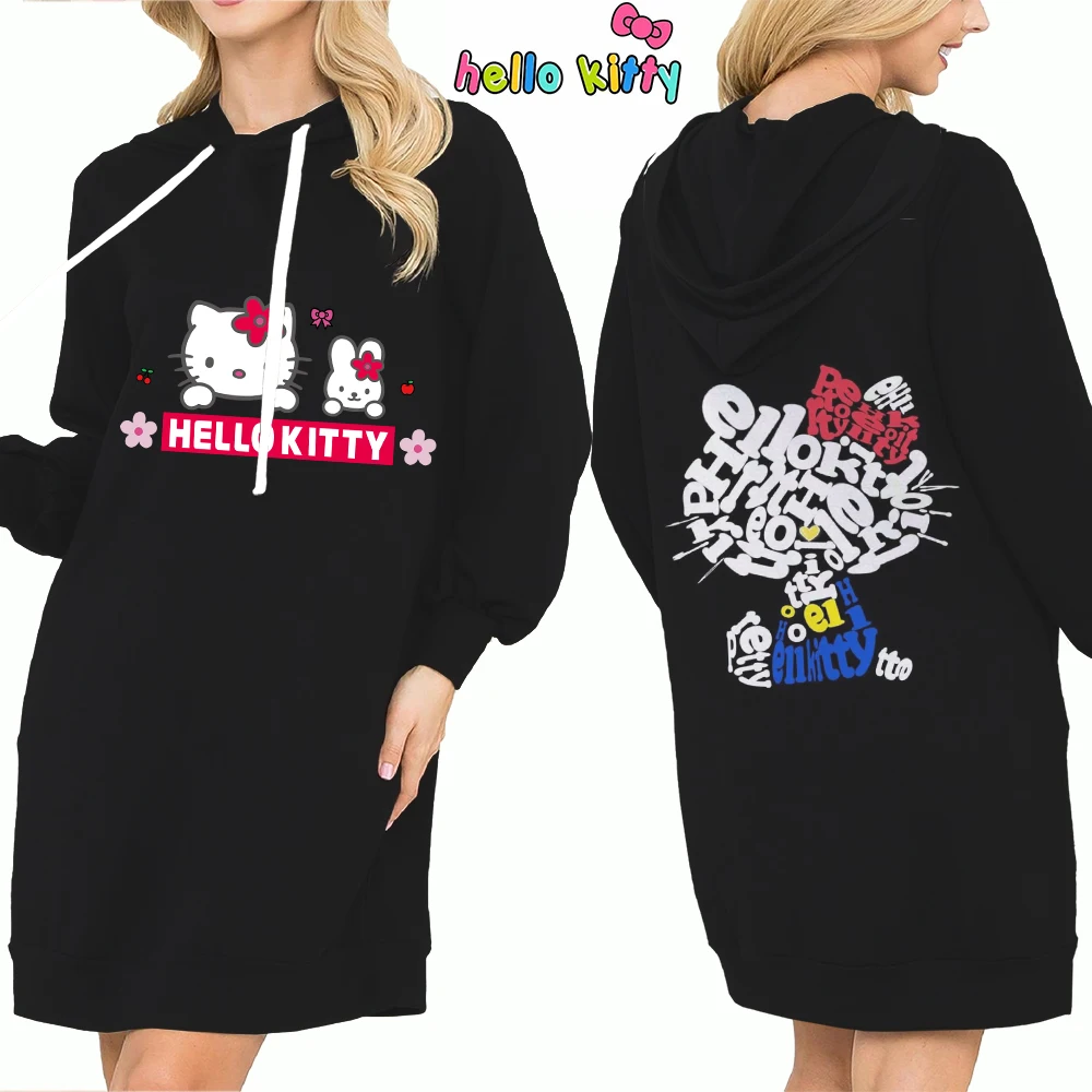 Hello Kitty Top Y2k Clothes S-3XL Kawaii 2024 Lovely Autumn/winter Sweatshirts Women\'s Hoodie Dress Anime Streetwear Hoody Woman