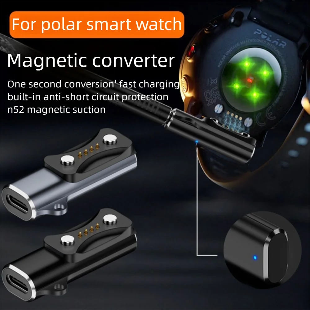 USB-C to Magnetic Charging Cable Adapter Compatible for Polar Pacer/Pacer Pro/Ignite 3/Vantage V3/Vantage M3/Grit X2 Pro Watch