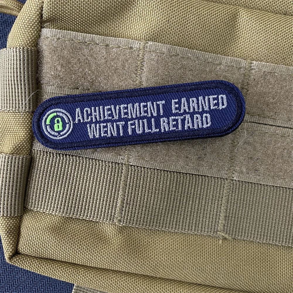 Funny Patch for Clothes Achievement Earned Went Full Retard Humorous Embroidered Hook and Loop Morale Badge Tactical Sticker