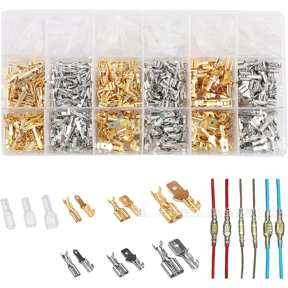 540Pcs Male Female Bare Wire Spade Terminals Assortment Insulated Sleeves Cold Crimp Plug-in Electrical Connector Kit
