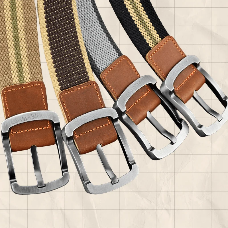 

Мужской и женский ремень с игольной пряжкой, парусиновый ремень, повседневный грузовой ремень, корейская версия, мужской уличный ремень