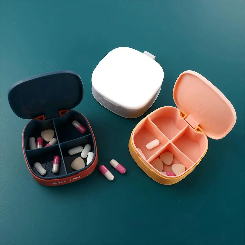 Plastic Portable Candy Box Seal Travel Medicine Tablet Dispenser 4 Grids Pill Box Pill Case Storage Box