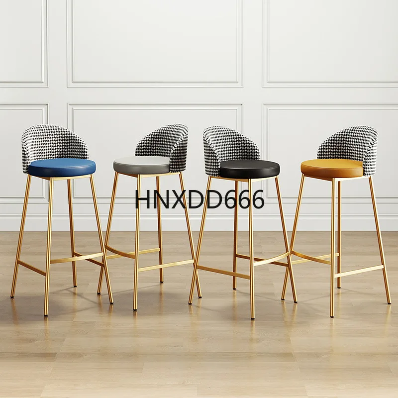 Luxury Retro Counter Barstool Restaurant High Chair Metal Base Bar Stool High Chair for Home Kitchen Bar