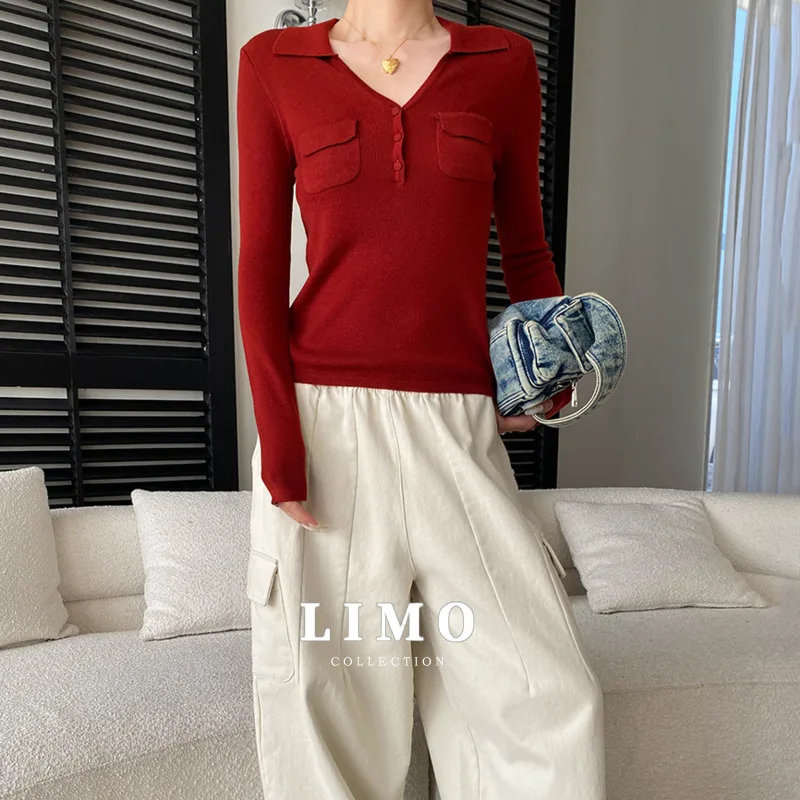 

LIMO 2025 Autumn Winter Women's Casual Knitted Sweater Simple Design Long Sleeve Turtleneck Top with Pockets Polyester Daily