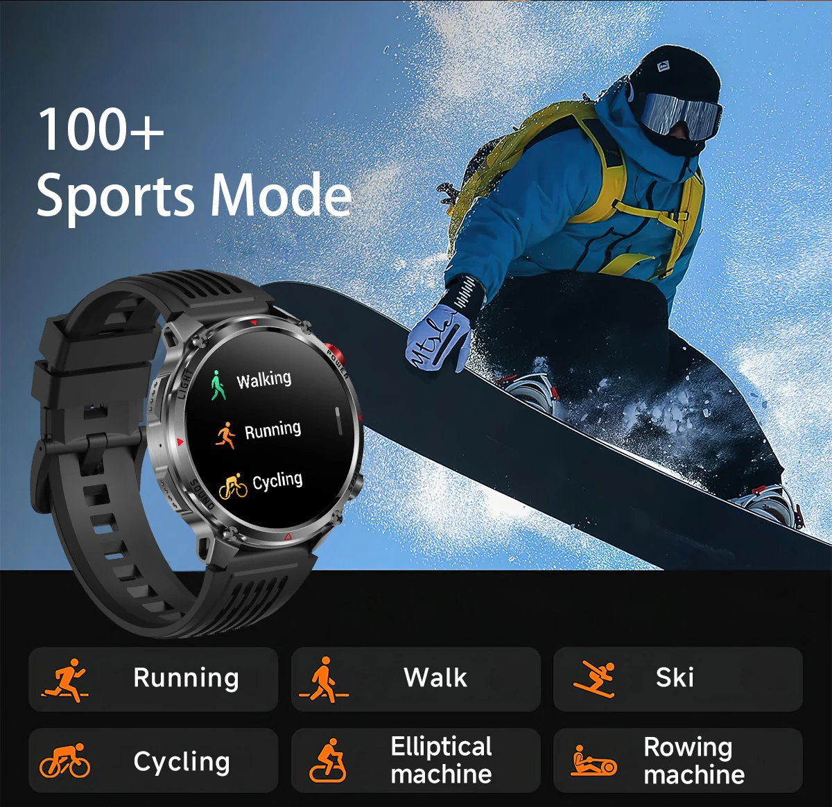 Neue Smartwatch für Herren mit 1100mAh Großbatterie, Outdoor GPS, Taschenlampe, Kompass, IP68 Wasserdicht, HD-Anruf, 1,7 Zoll AMOLED, Sport-Smartwatch – Detail 9