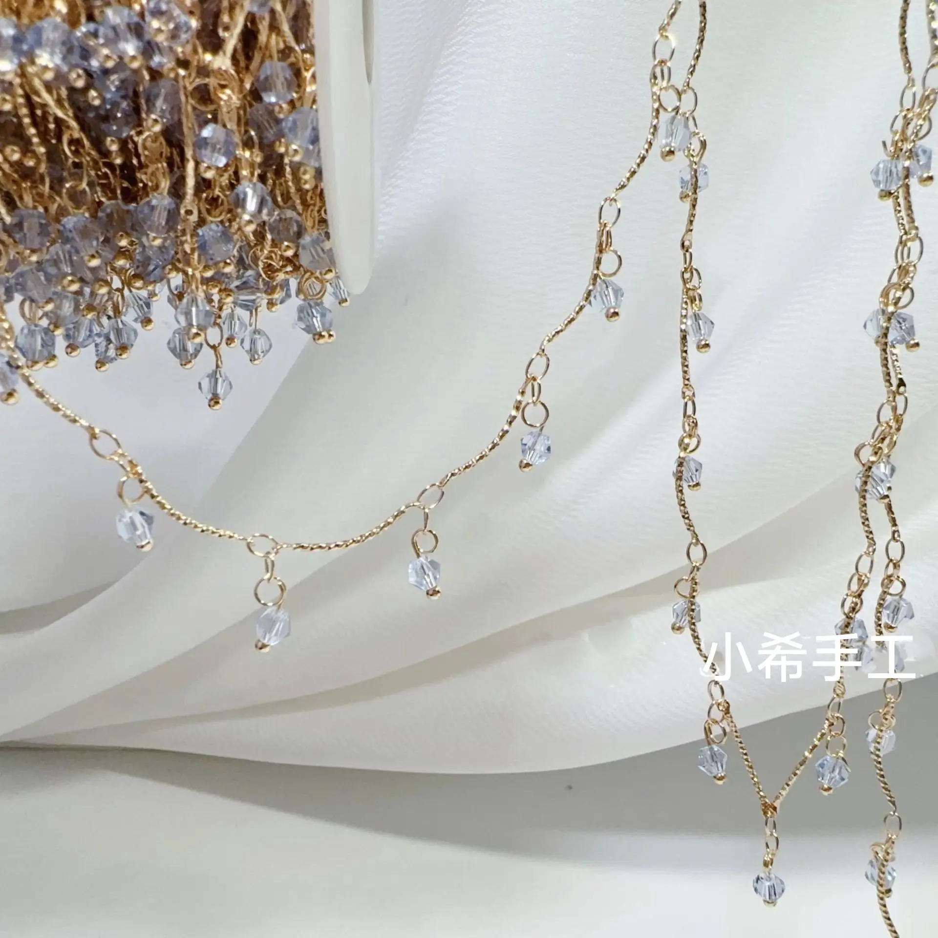 After Rain Rainbow Crystal Chain, Dopamine Color Fringe, Pure Copper Colorfast DIY Jewelry