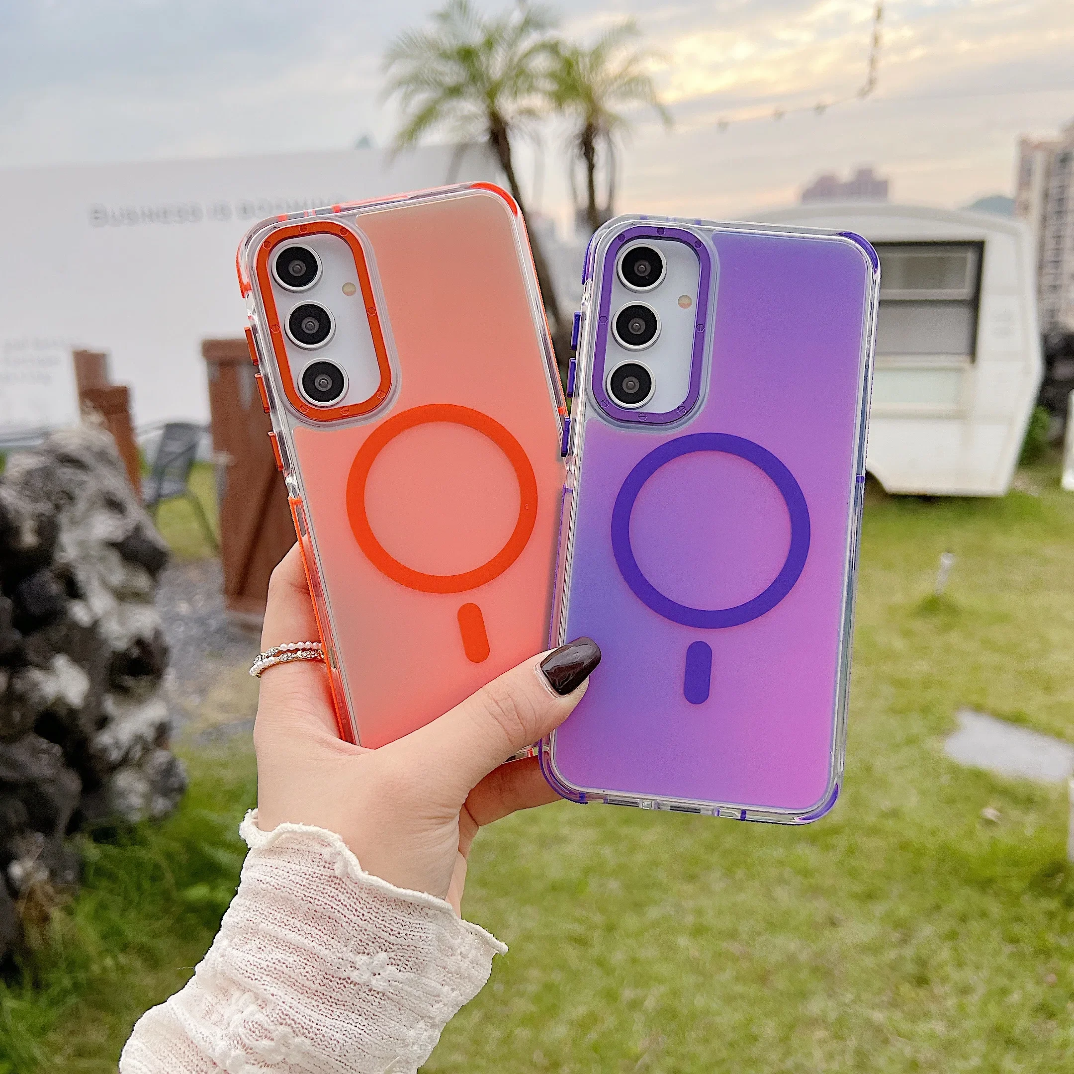 Laser Aurora Magnetic Phone Case dla Samsung Galaxy A16 A36 A06 A15 A25 A35 A55 A05S A05 A14 A24 A34 A54 Wireless Charging Cover
