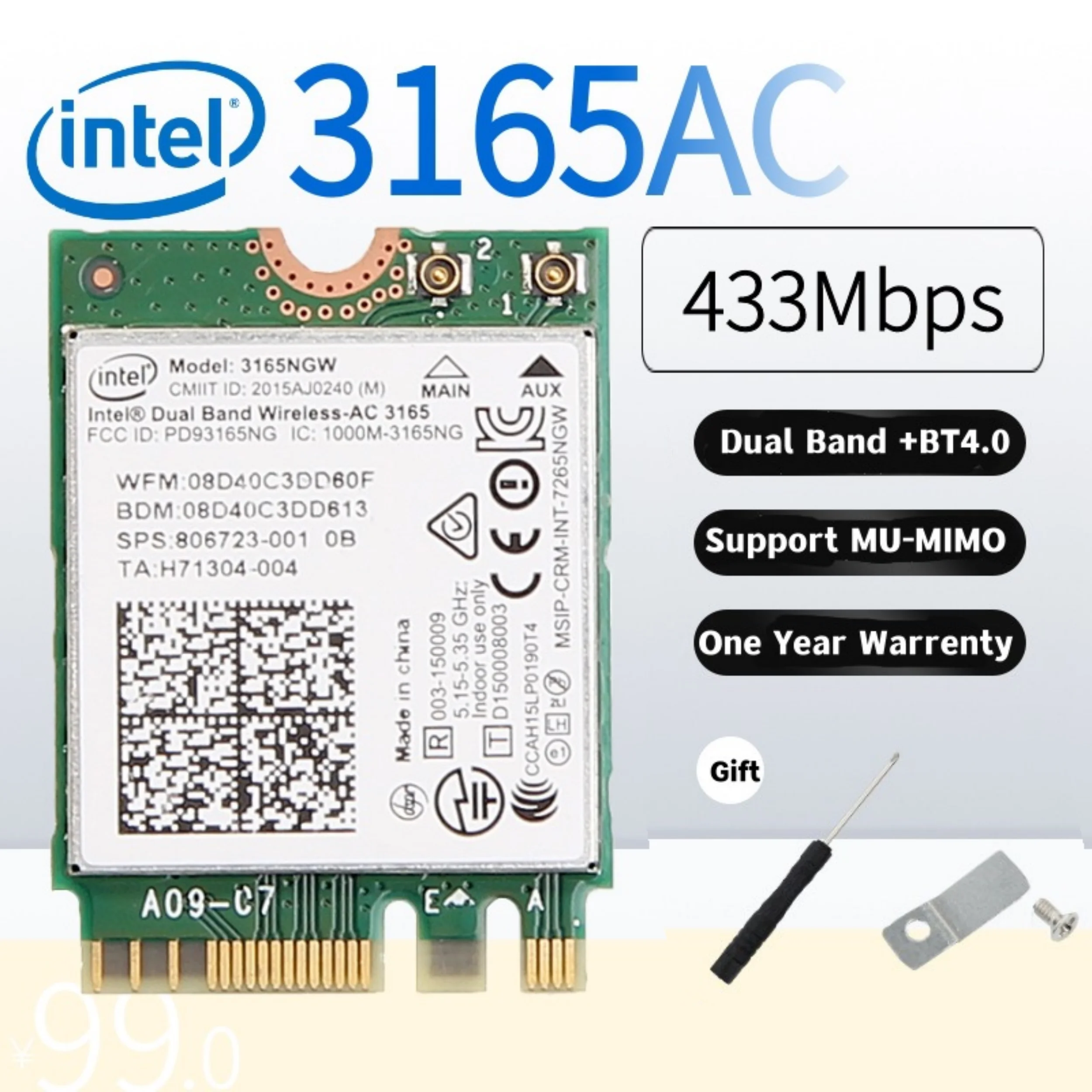 Intel Wireless-AC 7260 7260HMW 3160 7265 3165 8260 Mini PCIE Card Dual Band Bluetooth WiFi Adapter