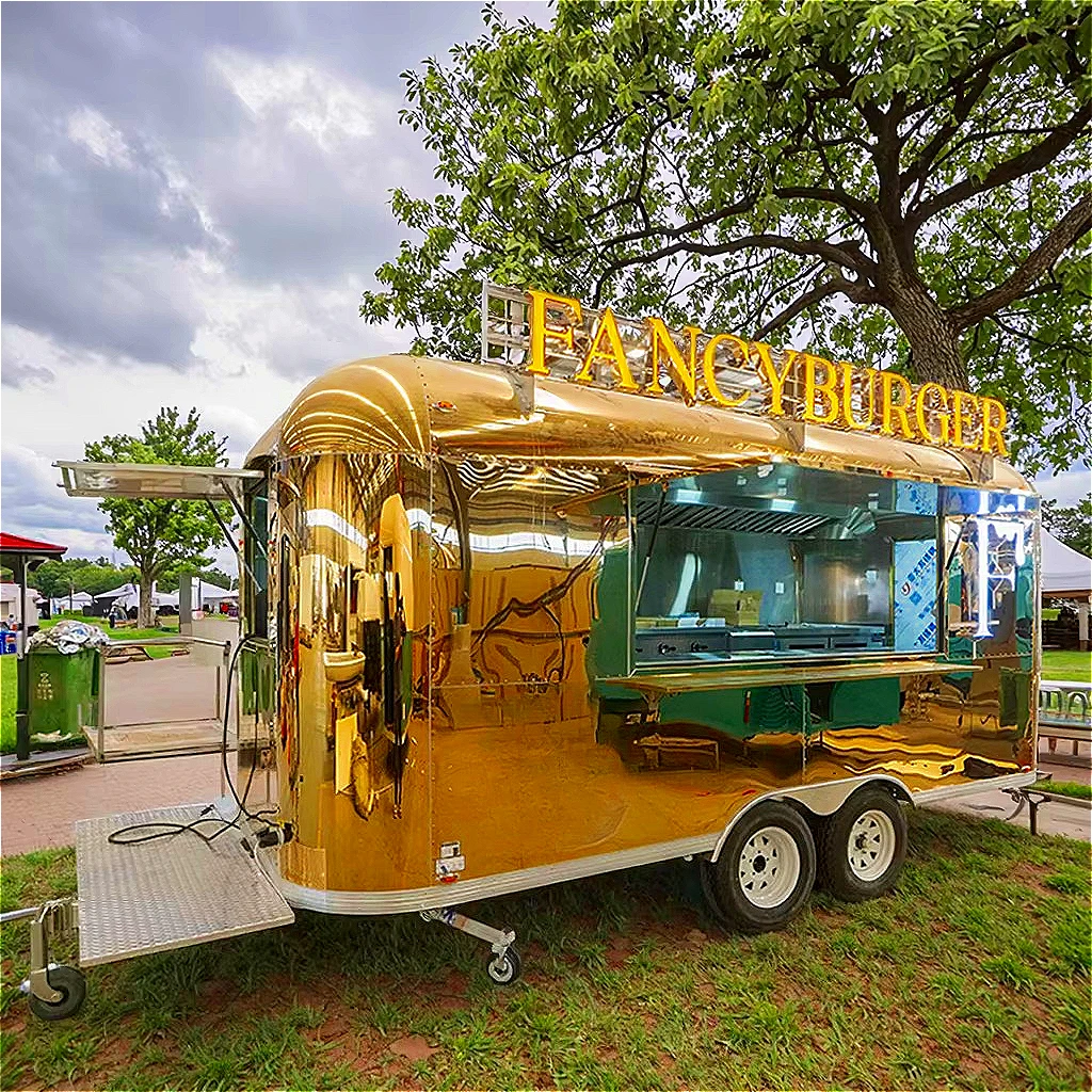 Ice Cream Food Trailer Van Street Food Cart Custom Mobile Pizza Food Truck Trailer Grill for Sale with Fully Equipped Customized