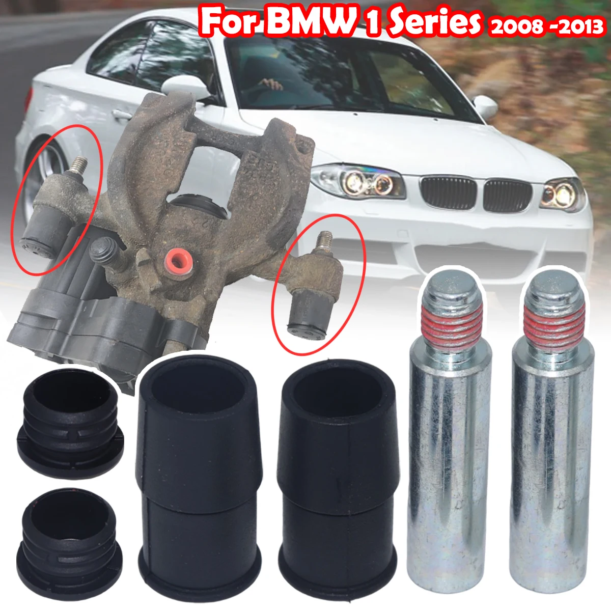 

Rear Brake Caliper Slider Guide Pins Bolt Kit For BMW 1 Series 2008 2009 - 2013 Left Right Disc Housing Bellows Sleeve Bushing