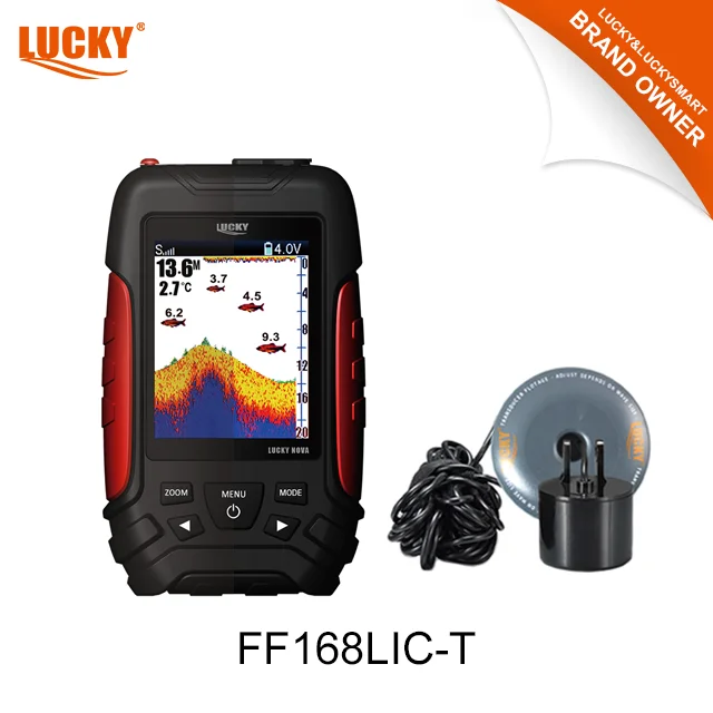 Lucky Fish Finder Kayak pesca FL168LiC-T 2,8 pulgadas 3,7 V batería de iones de litio pantalla de matriz de puntos de colores con Sensor transductor