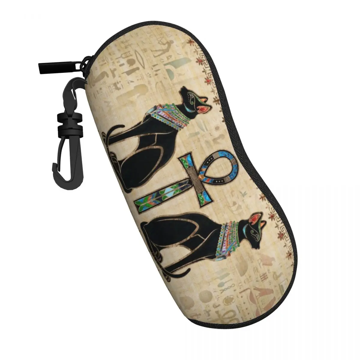 Custom Egyptian Cats And Ankh Cross Shell Eyeglasses Case Men Women Cute Ancient Egypt Glasses Case Sunglasses Box Pouch