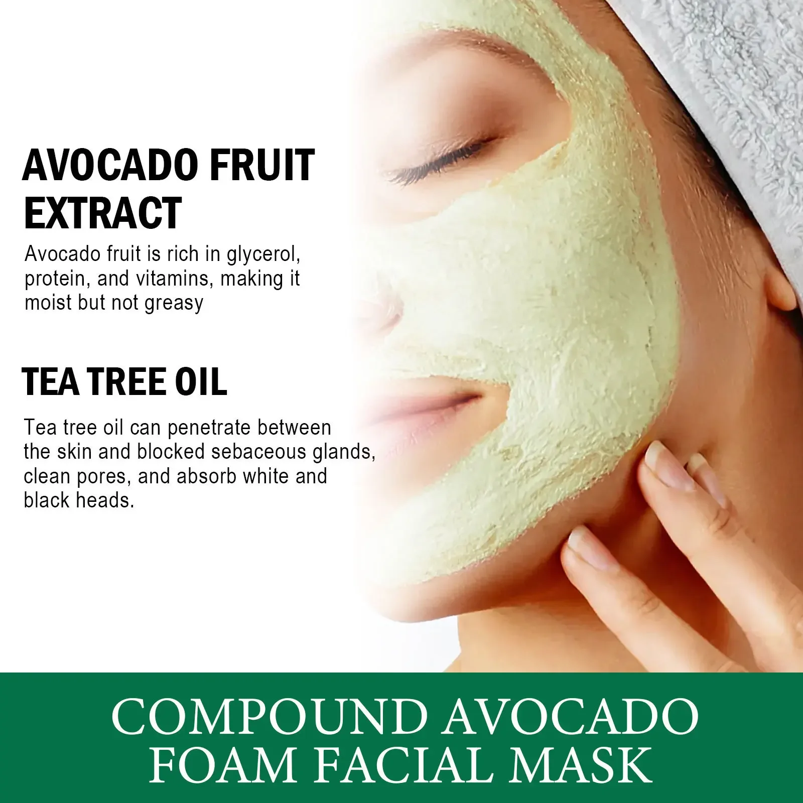 EELHOE Avocado Foam Facial Mask Shrink Pores Skin Rejuvenation Repair Damaged Skin Oil Control Brightening Nourishimg Face Mask image 5