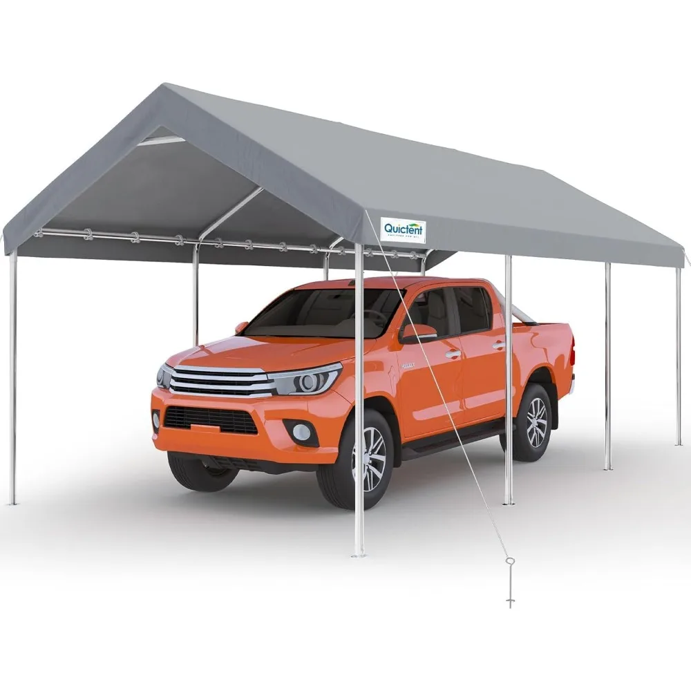 

10x20 ft Heavy Duty Carport Canopy Galvanized Car Tent Outdoor Garage Boat Shelter with Reinforced Structure, with Hanging Edge