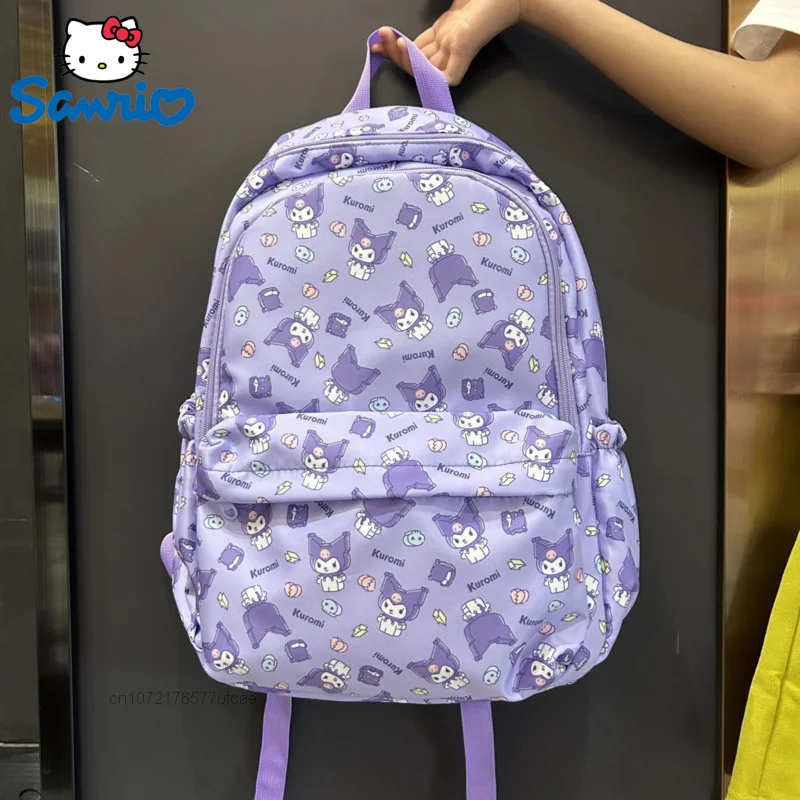 

Sanrio Kuromi Melody Cinnamoroll Hello Kitty Pochacco Nylon Backpacks for Students New Schoolbag Large Waterproof Bag