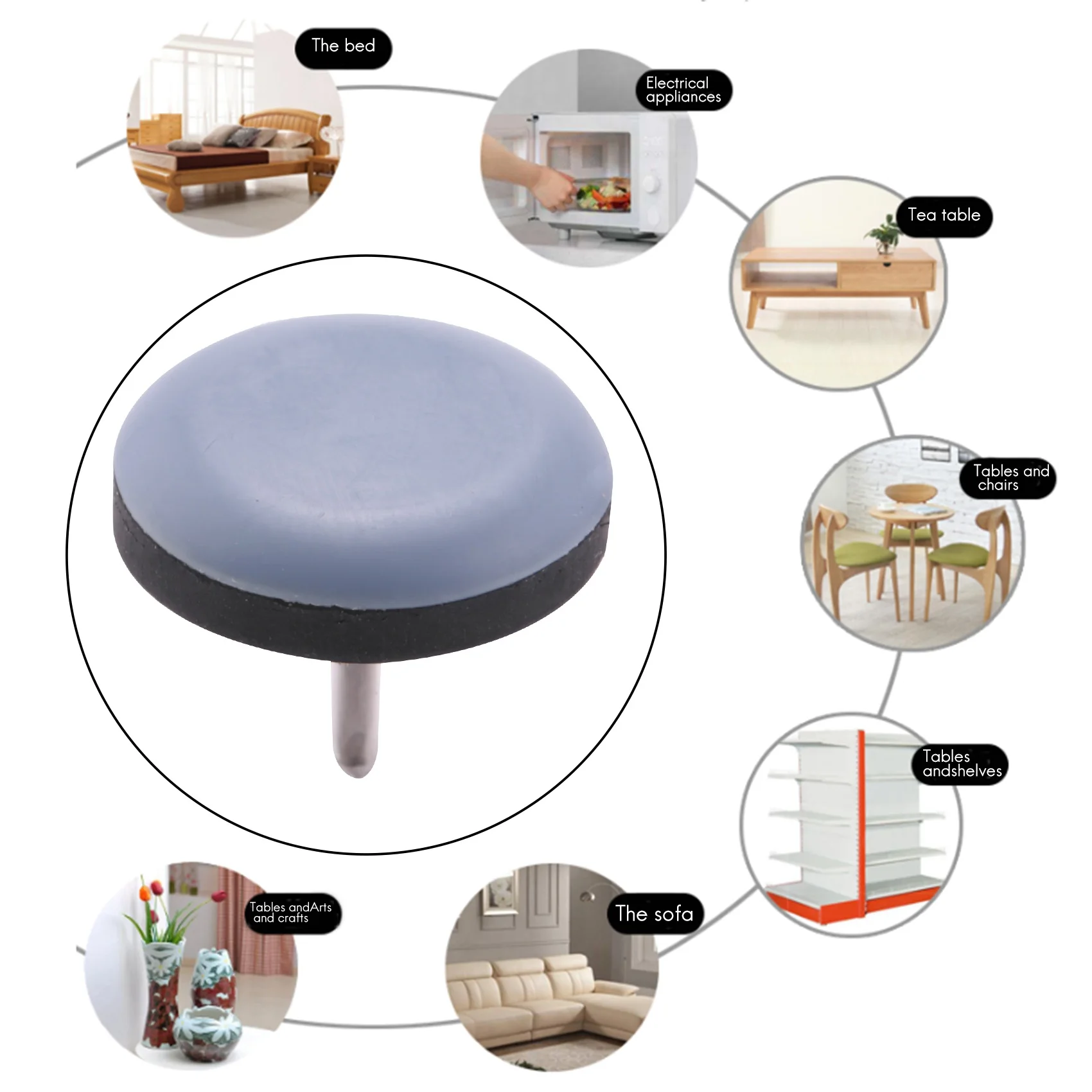 20ชิ้น25มิลลิเมตรเก้าอี้เครื่องร่อนเฟอร์นิเจอร์เลื่อนได้ง่าย PTFE แผ่นกลมที่มีเล็บเท้าป้องกันสำหรับพื้นไม้เนื้อแข็ง