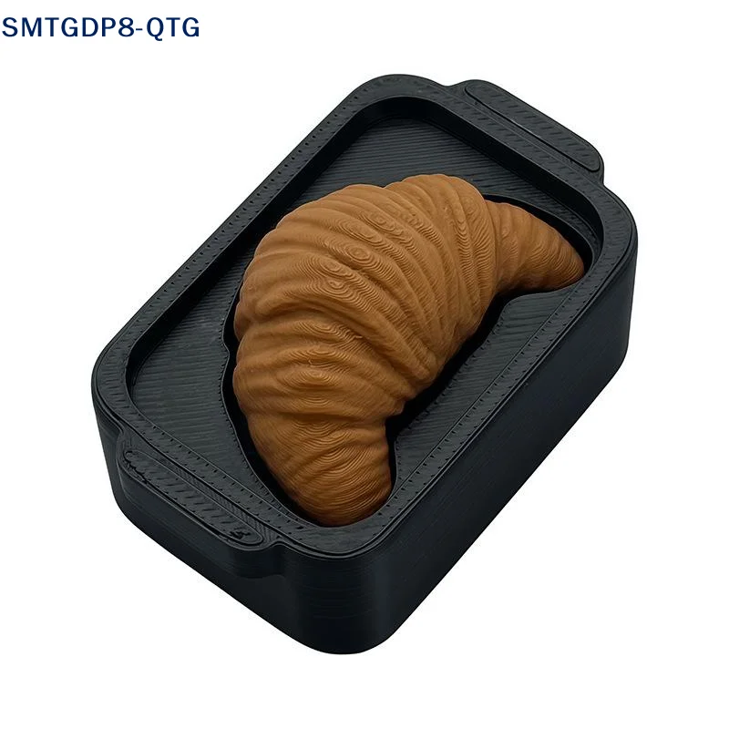 NEW 3D Printed Croissant Simulation Stress-relieving Toys Clicker Keychain Desktop Decoration ADHD Decompression Toy