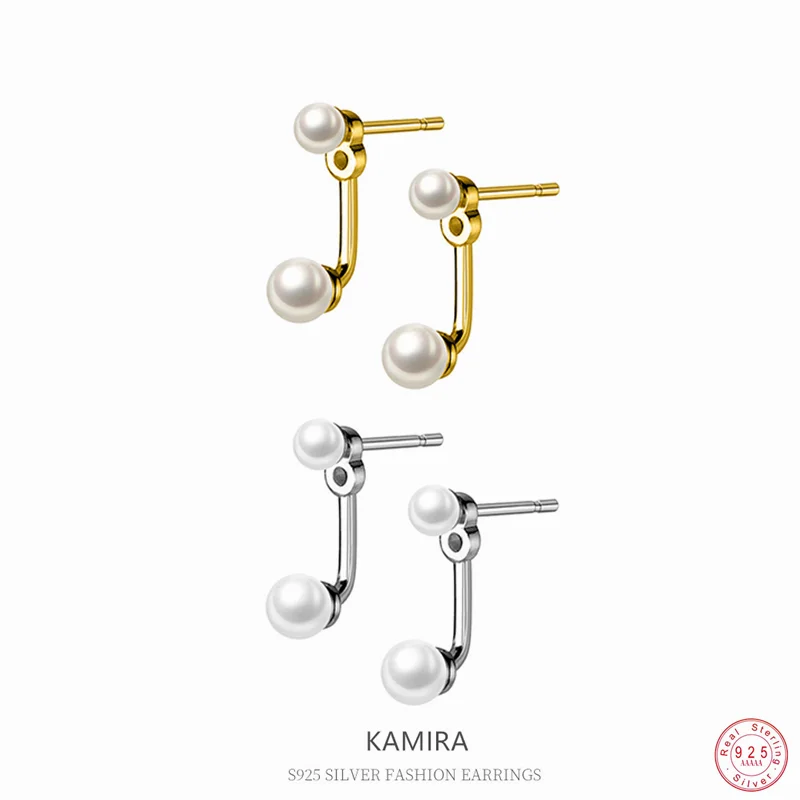 KAMIRA New 925 Sterling Silver Fashion Elegant Pearl Piercing Earrings for Women Detachable Wedding Banquet Charm Luxury Jewelry