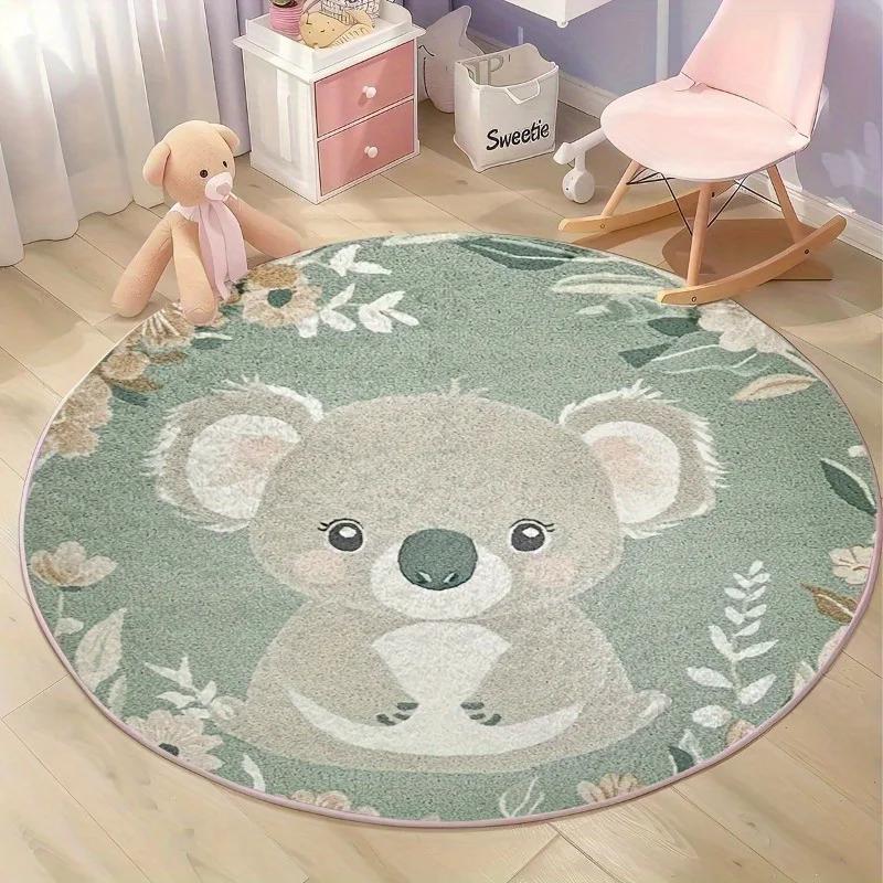 

Круглый ковер с узором из зеленых листьев и виноградной лозы - мягкий круглый коврик, подходящий для гостиной, спальни, комнаты - из полиэстера, пригоден для машинной стирки.